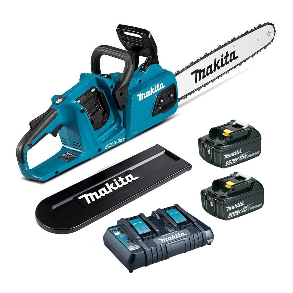 Makita DUC405RT2 Twin 18v 36v LXT Li-Ion Cordless Brushless Chainsaw 40cm 2x3ah