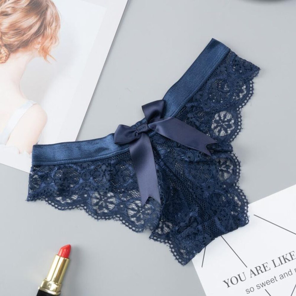 (blue, XL) Sexy Lace Thongs Seamless Underwear