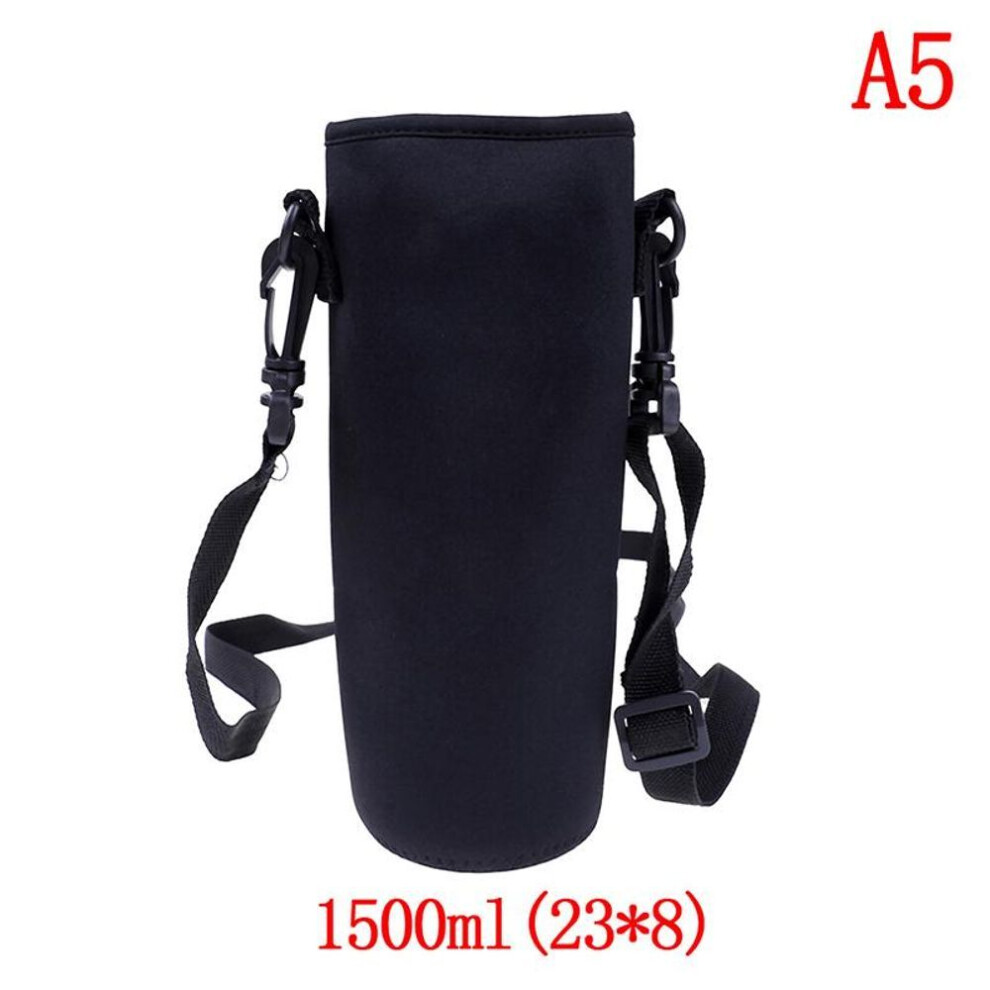 (black, 1500ml) 1pc 420-1500ml Sports Water Bottle Case Insulated Bag Neoprene Pouch Holder Sleeve Cover Carrier For Mug Bottle Cu