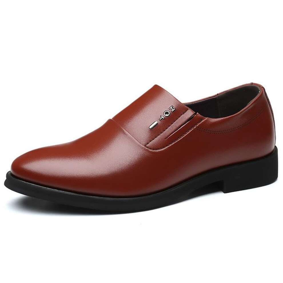 (brown, 39) Summer New Leather Leather Shoes Business Dress Casual Shoes Cowhide Slip-on Shoes Men All-match Wedding Shoes
