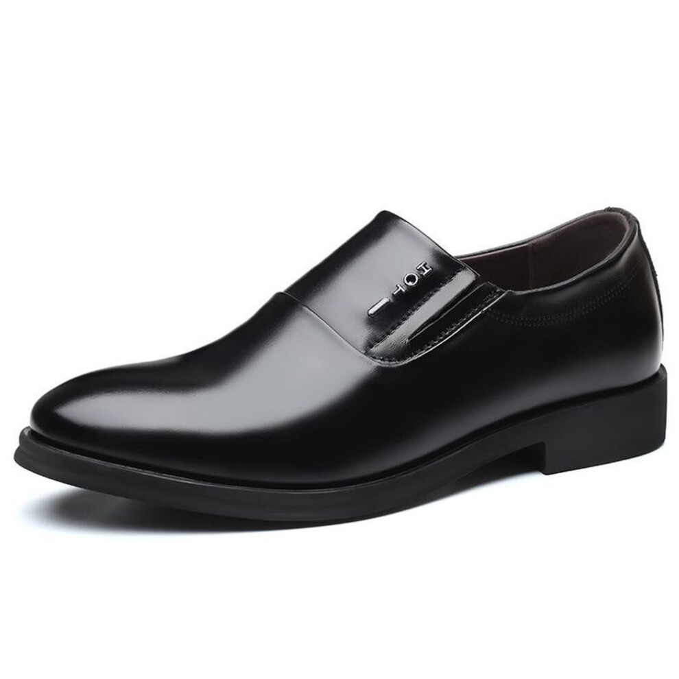 (black, 44) Summer New Leather Leather Shoes Business Dress Casual Shoes Cowhide Slip-on Shoes Men All-match Wedding Shoes