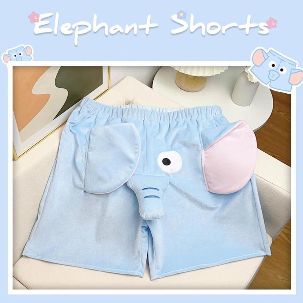 (blue, XL) Flying Elephant Shorts Elephant Couple Shorts Dumbo Trunk Shorts Funny Pajama Pants