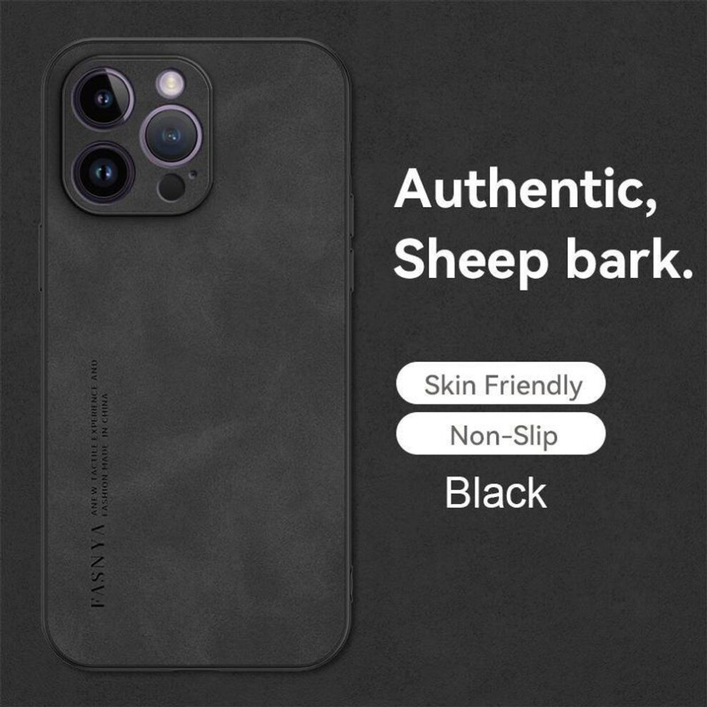 (black, iPhone 14 Pro Max) Luxury Sheepskin Leather Anti Scratch Phone Case For Iphone 15 14 Plus 13 12 11 Pro Max Xs Max For Samsung S24 S23 S22 S21 S20 Ultra Plus A14 A54 A53