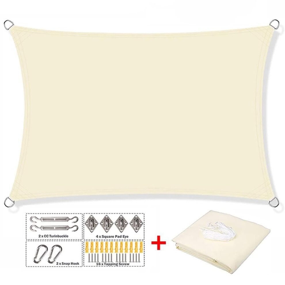 (beige, 400cm x 400cm) Shade Sail, Triangle Shade Sail, Garden Patio Waterproof Polyester Awning Swimming Awning, Camping Hiking Sail Canopy