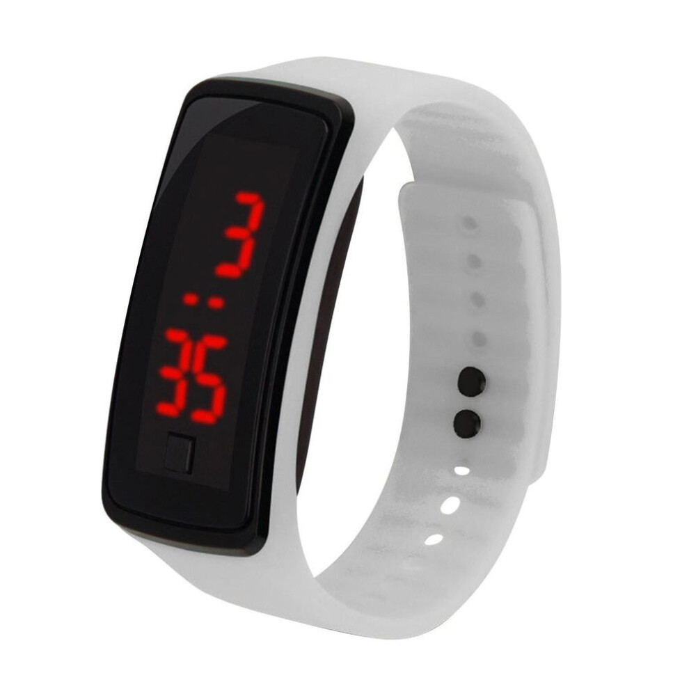 (white) Boys And Girls Fashion Digital Watches Adjustable Strap Silicone Wrist Watch