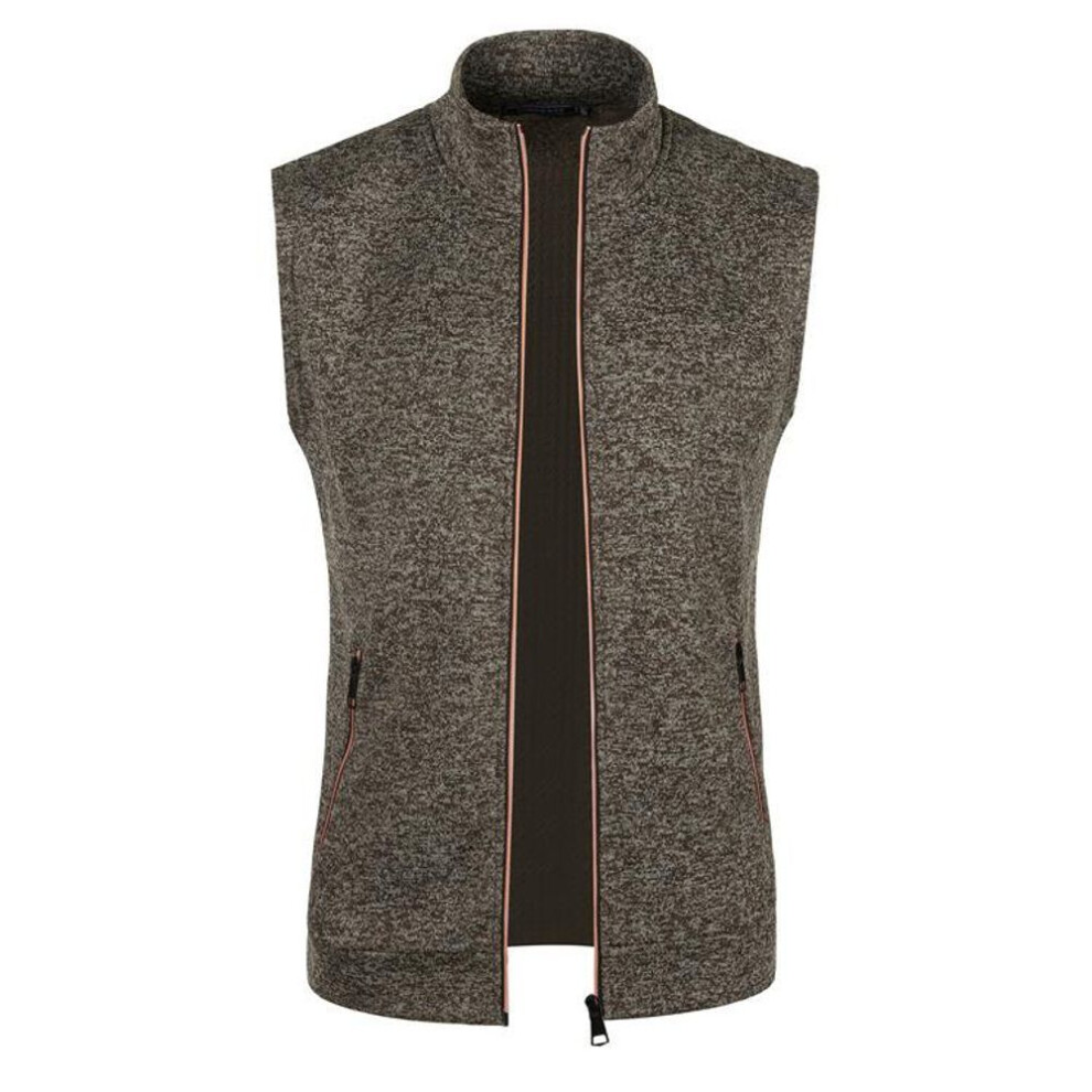 (brown, M) 2024 Autumn/winter New Men&apos;s Zipper Vest Fleece Knit Slim Fit Cardigan