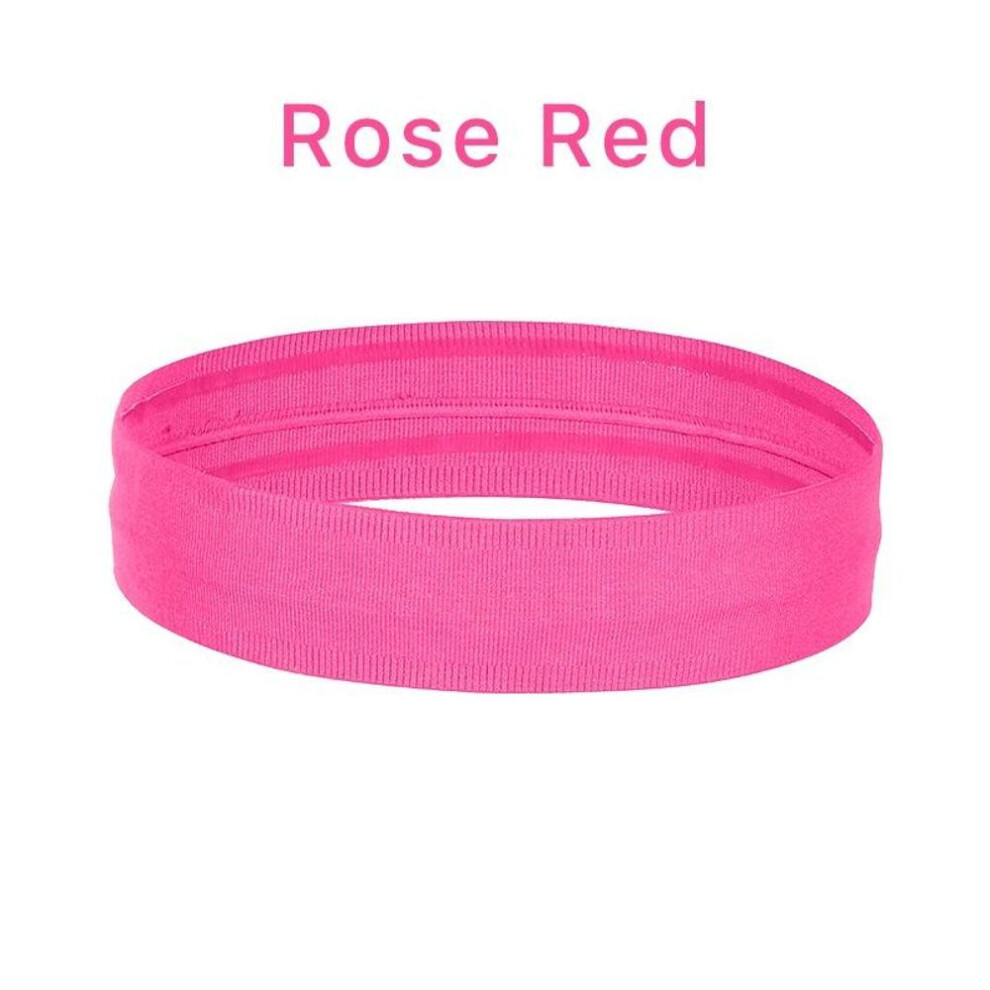 (rose red) Sport Headband For Men And Women Head Sweatband Yoga Running Cycling Hairband Anti-slip Elastic Sweatband