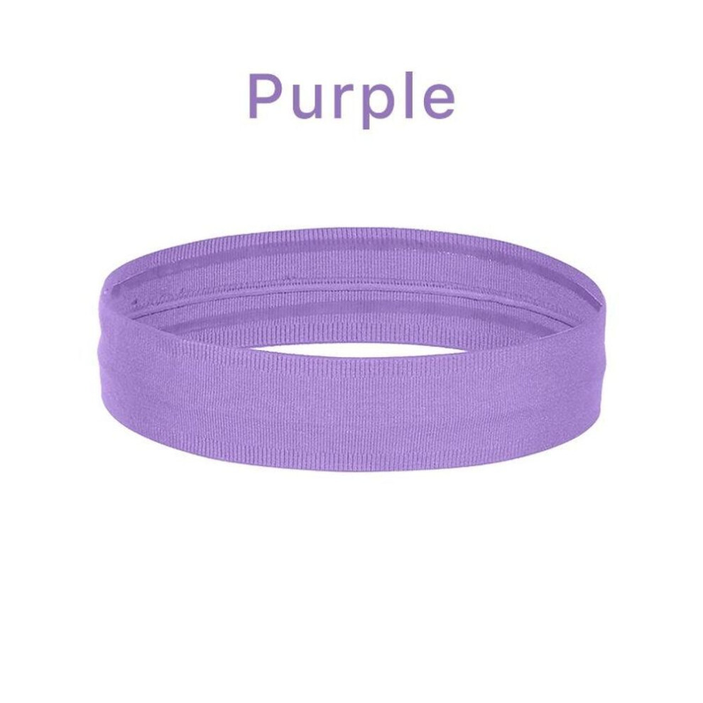 (purple) Sport Headband For Men And Women Head Sweatband Yoga Running Cycling Hairband Anti-slip Elastic Sweatband