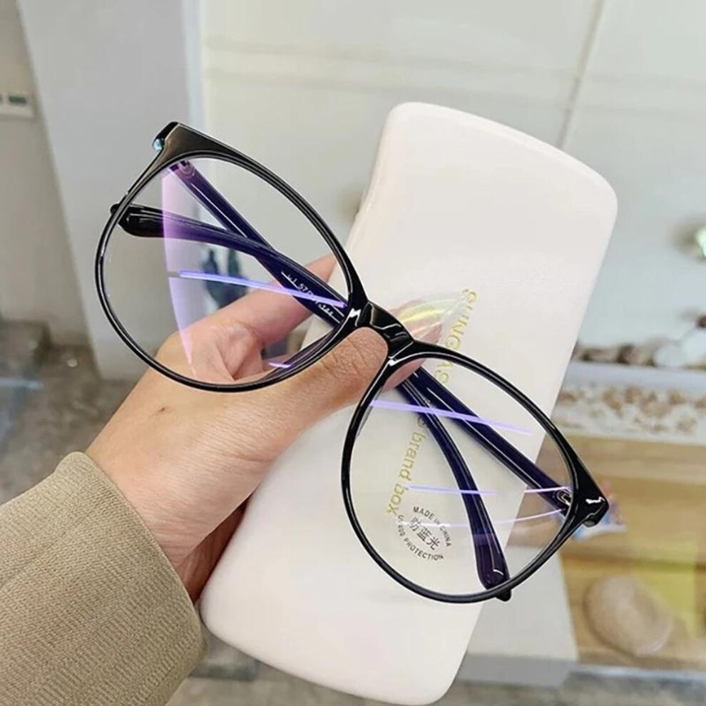 (black) Transparent Anti Blue Light Sunglasses Round Frame Women Men Computer Glasses Fashion Trend Women&apos;s Eyeglass