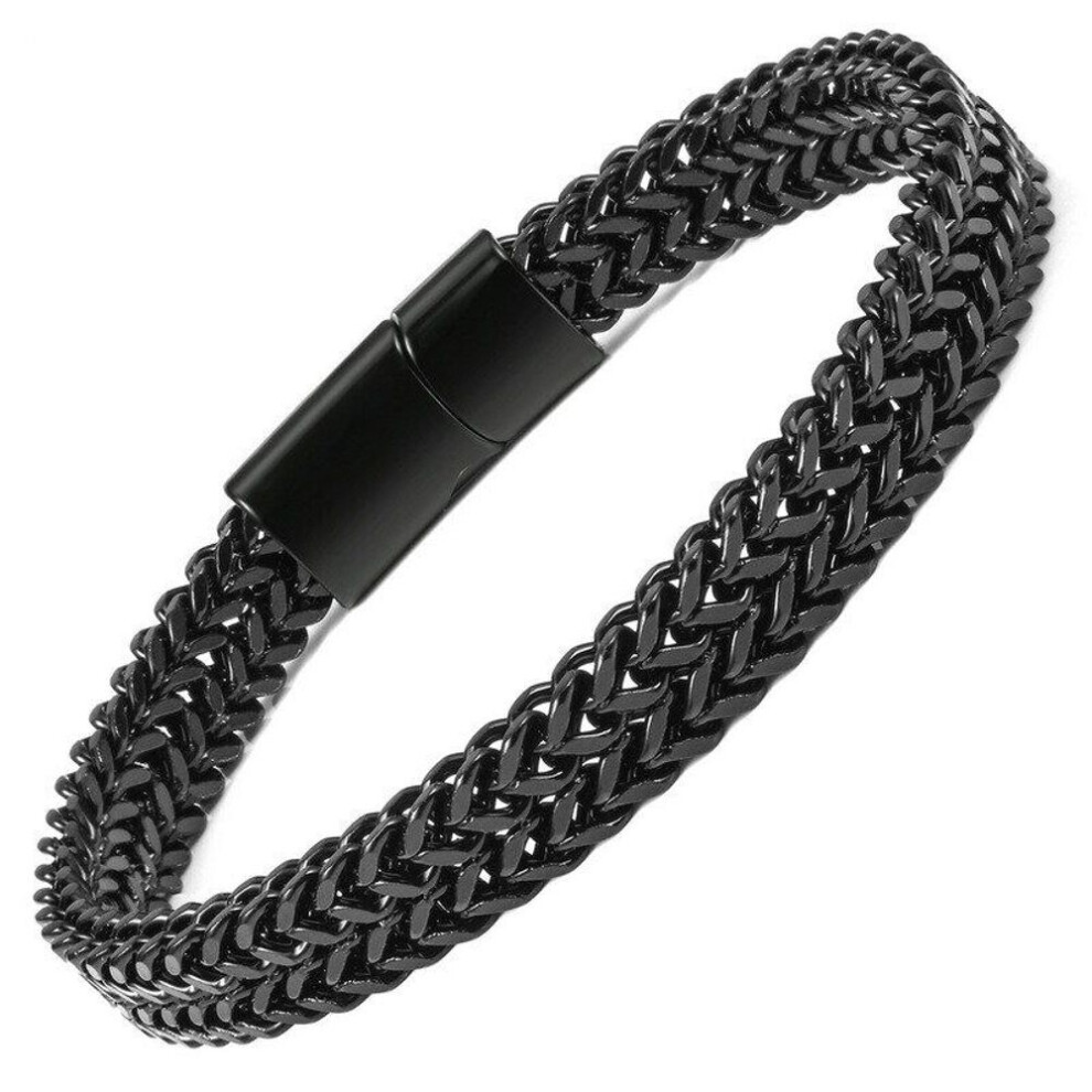 (black, 21cm) Double Chain Magnetic Bracelet Fashion Personality Men Punk Hip Hop Classic Motorcycle Chain Bracelets Bracelet Jewelry Anniversary Gifts