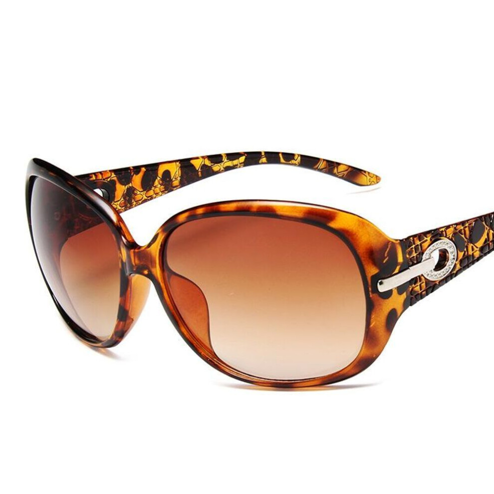 (leopard) New Oval Big Frame Sunglasses Women Brand Designer Luxury Oversized Sunglass Classic Diamond Large Frame Anti-uv Sun Glasses