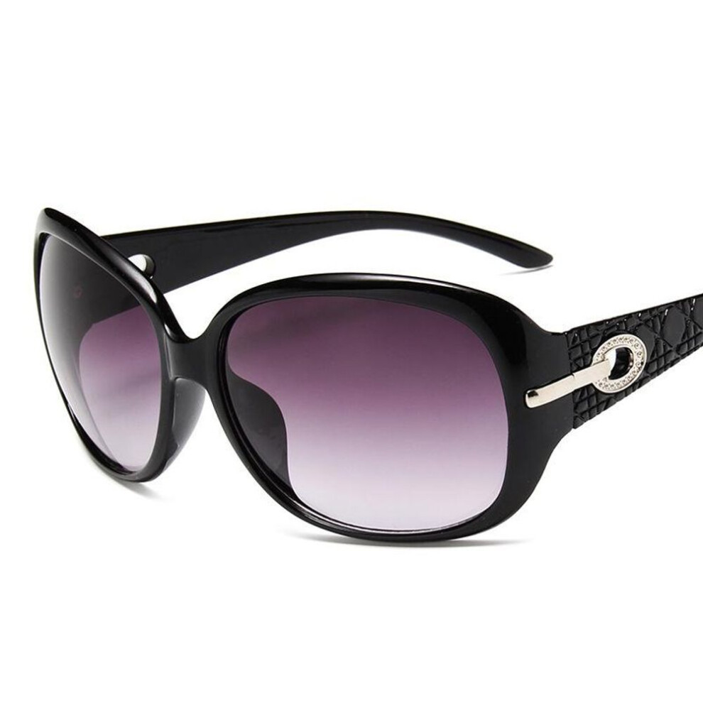 (black) New Oval Big Frame Sunglasses Women Brand Designer Luxury Oversized Sunglass Classic Diamond Large Frame Anti-uv Sun Glasses