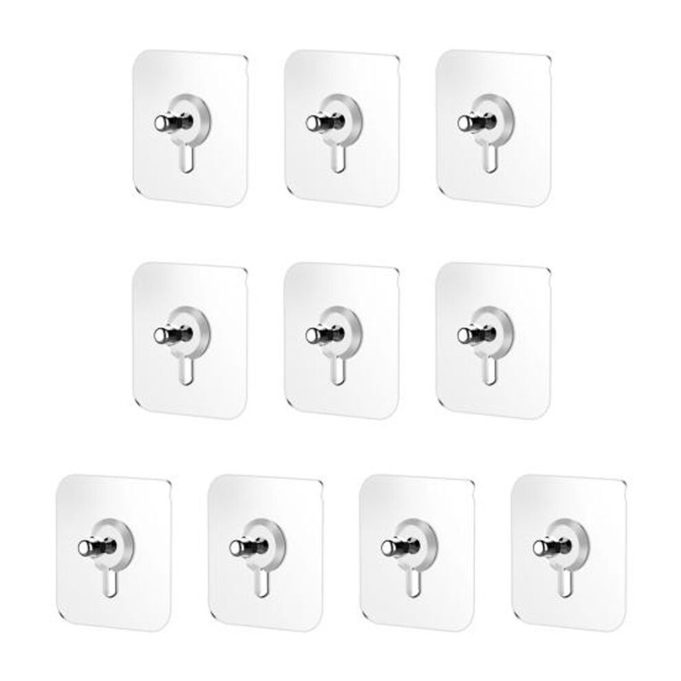 (A) 10pcs Screw Patch Self-adhesive Wall Hook Strong Load-bearing Photo Frame Sticker Hooks For Home Room