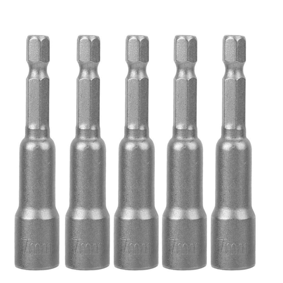 Lot de 5 tournevis magnétiques à six pans creux en acier, adaptateur de foret magnétique de 7 mm