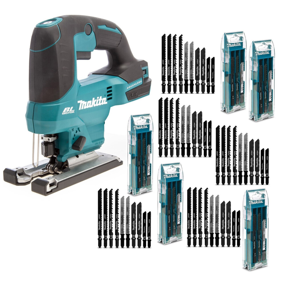 Makita DJV184Z 18v LXT Brushless Top Handle Jigsaw Bare + 50 Mixed Blades + Case
