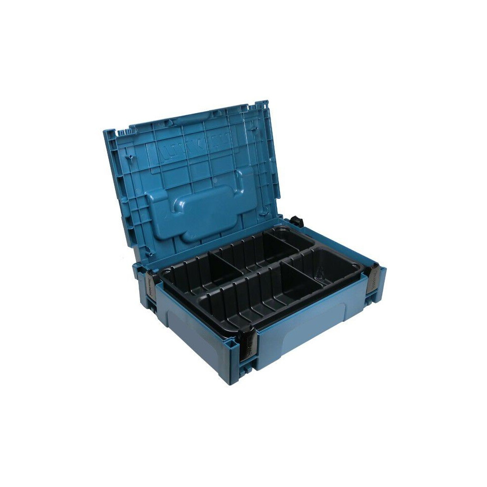 Makita MAKPAC 1 Organiser 2 Compartments 6 Dividers Stackable Tool Case Toolbox