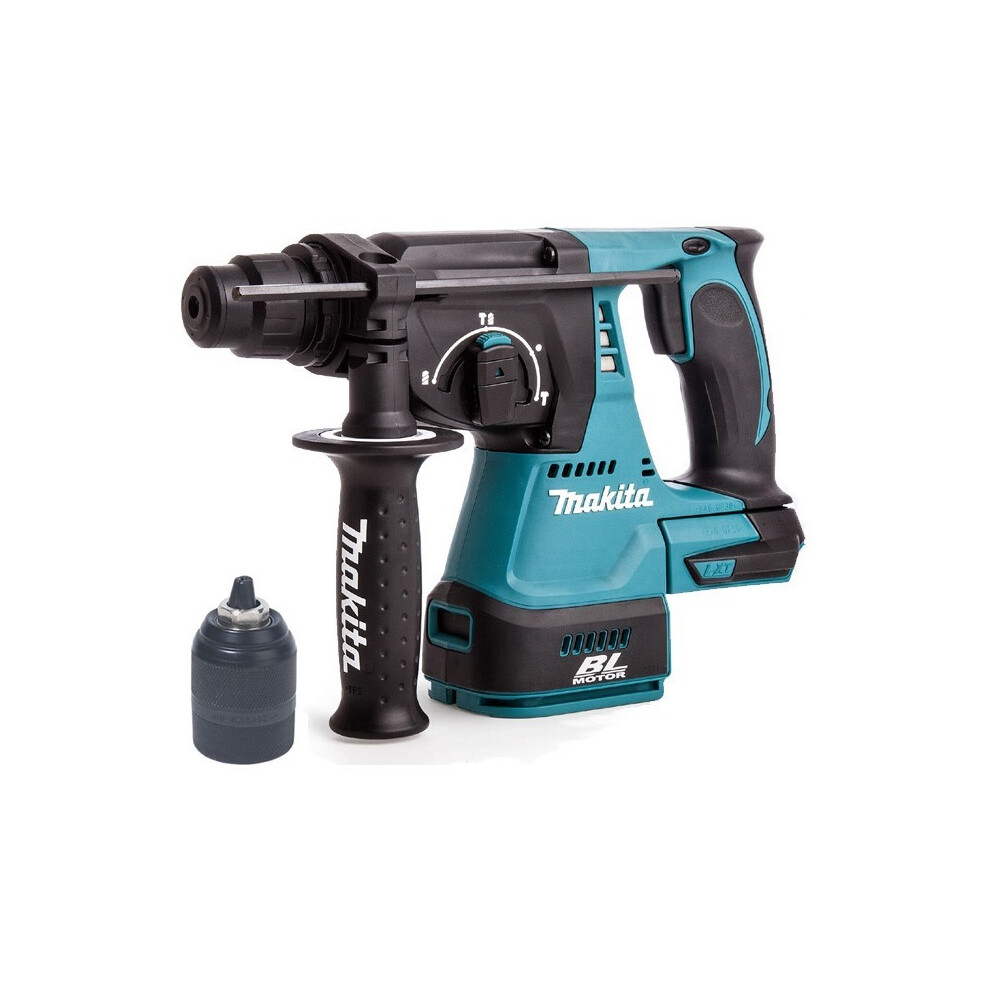 Makita DHR242Z 18v LXT SDS Rotary Hammer Drill + Keyless Chuck + Adapter