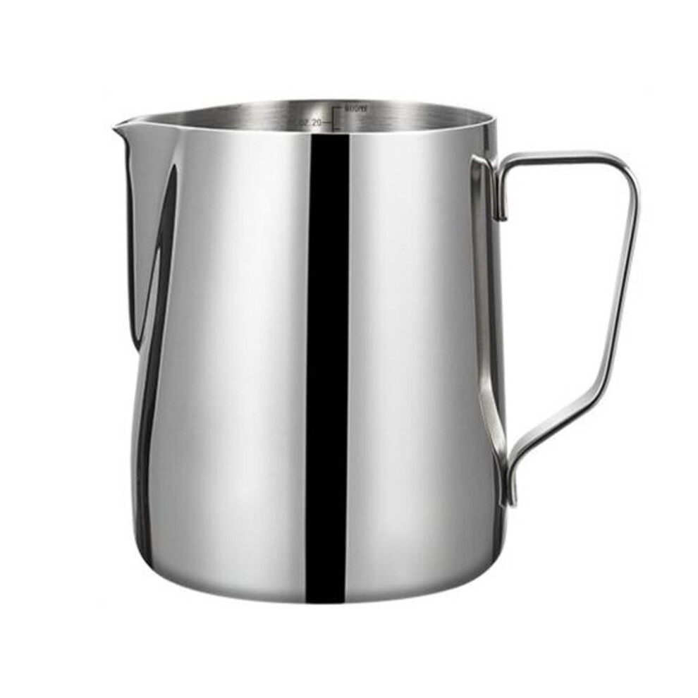 (600ML) Milk Frothing Pitcher Coffee Frother Cup Polished Surface Rustproof Corrosion Resistant Dishwasher Safe Frothing Pitcher