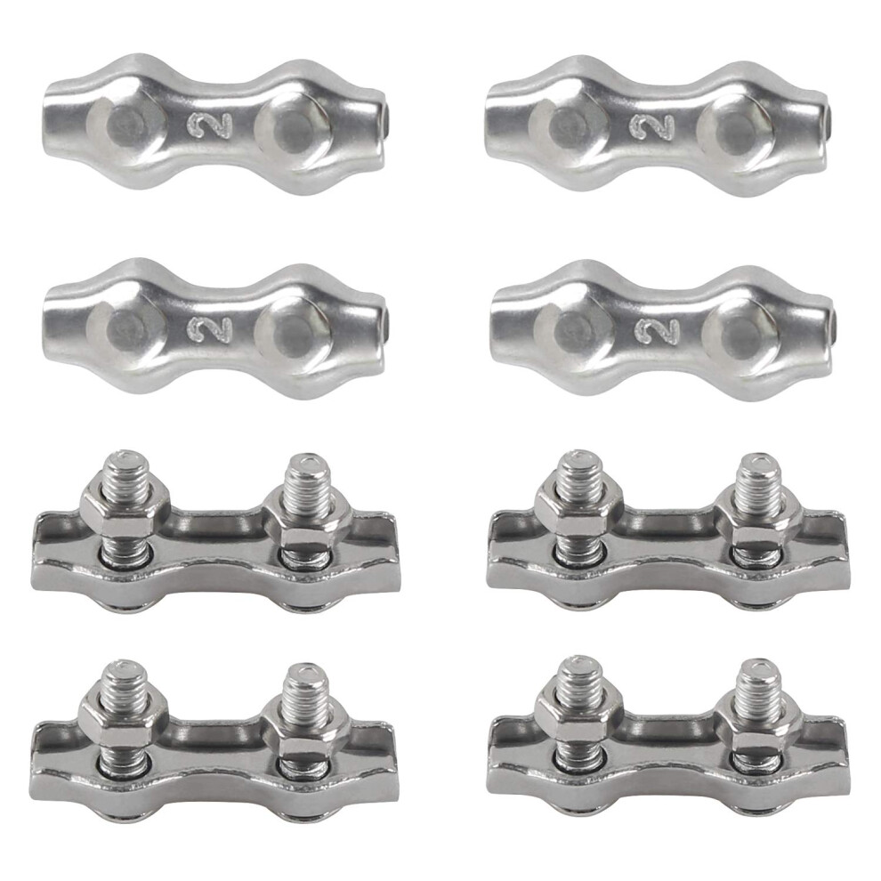 M2 Duplex Clips Cable Ties 304 Stainless Steel Duplex Line Clips For Wire Rope Clotheslines Hanging Sun Sails Fixed Patio 8Pcs 9113374527606