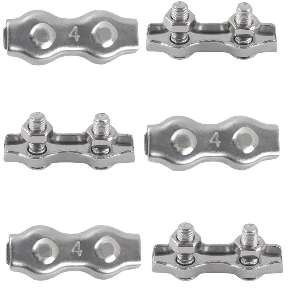 M4 Duplex Clips Cable Ties 304 Stainless Steel Duplex Line Clips For Wire Rope Clotheslines Hanging Sun Sails Fixed Patio 6Pcs 9113374527620
