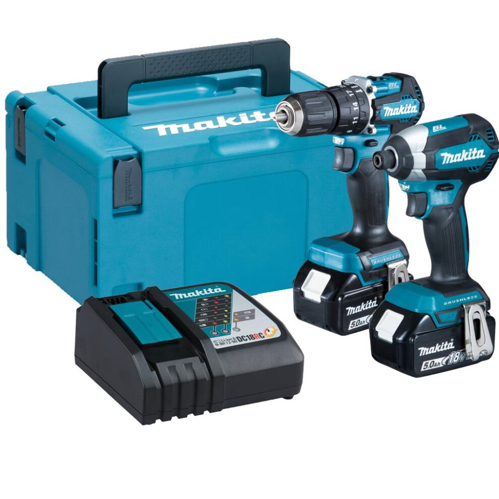 Makita 18v DLX2460TJ Brushless Kit DHP487 Hammer Drill DTD153 Impact Driver 5ah