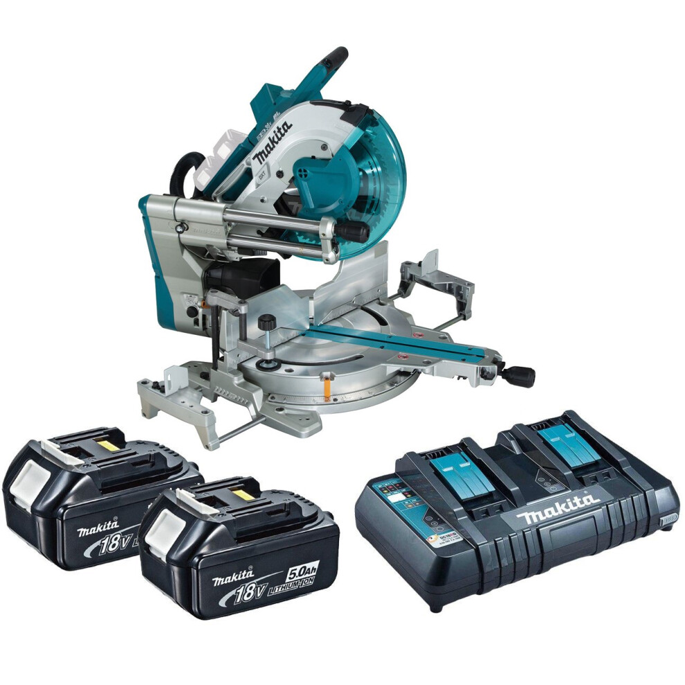 Makita DLS211ZU Mitre Saw Twin 18v / 36v Cordless Brushless LXT 305mm + 2x 5.0AH