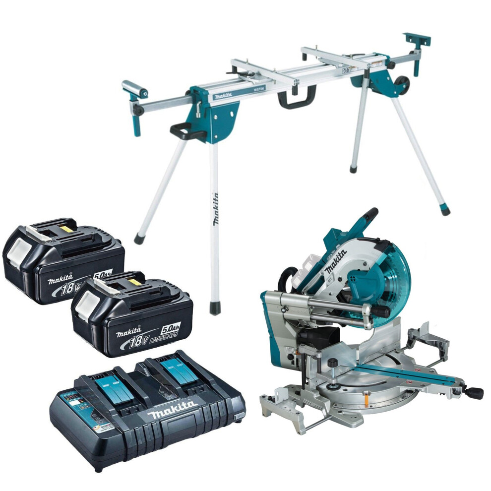 Makita DLS211ZU Mitre Saw 18V/36v Brushless LXT 305mm + 2x 5.0AH + Leg Stand