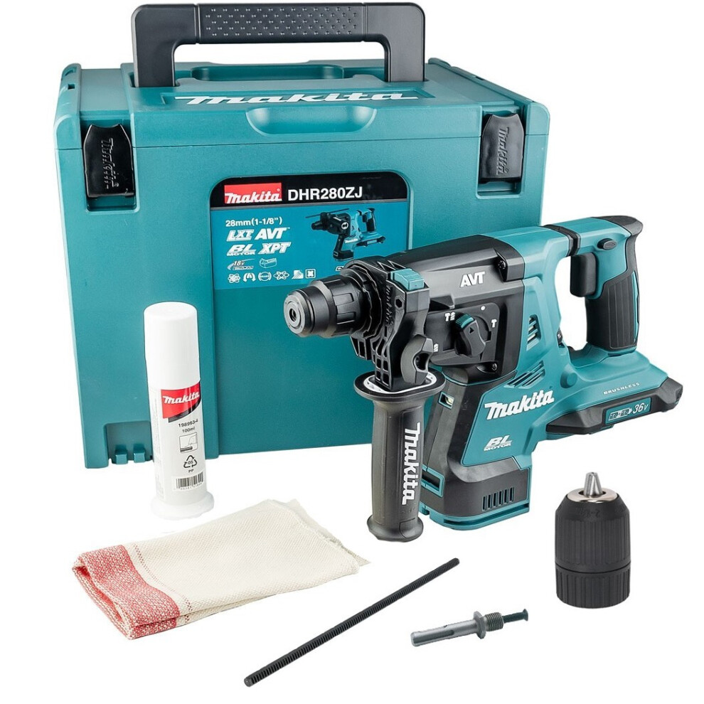 Makita DHR280Z 36v / 18v LXT Twin SDS Brushless Hammer Drill AVT + Case +Chuck
