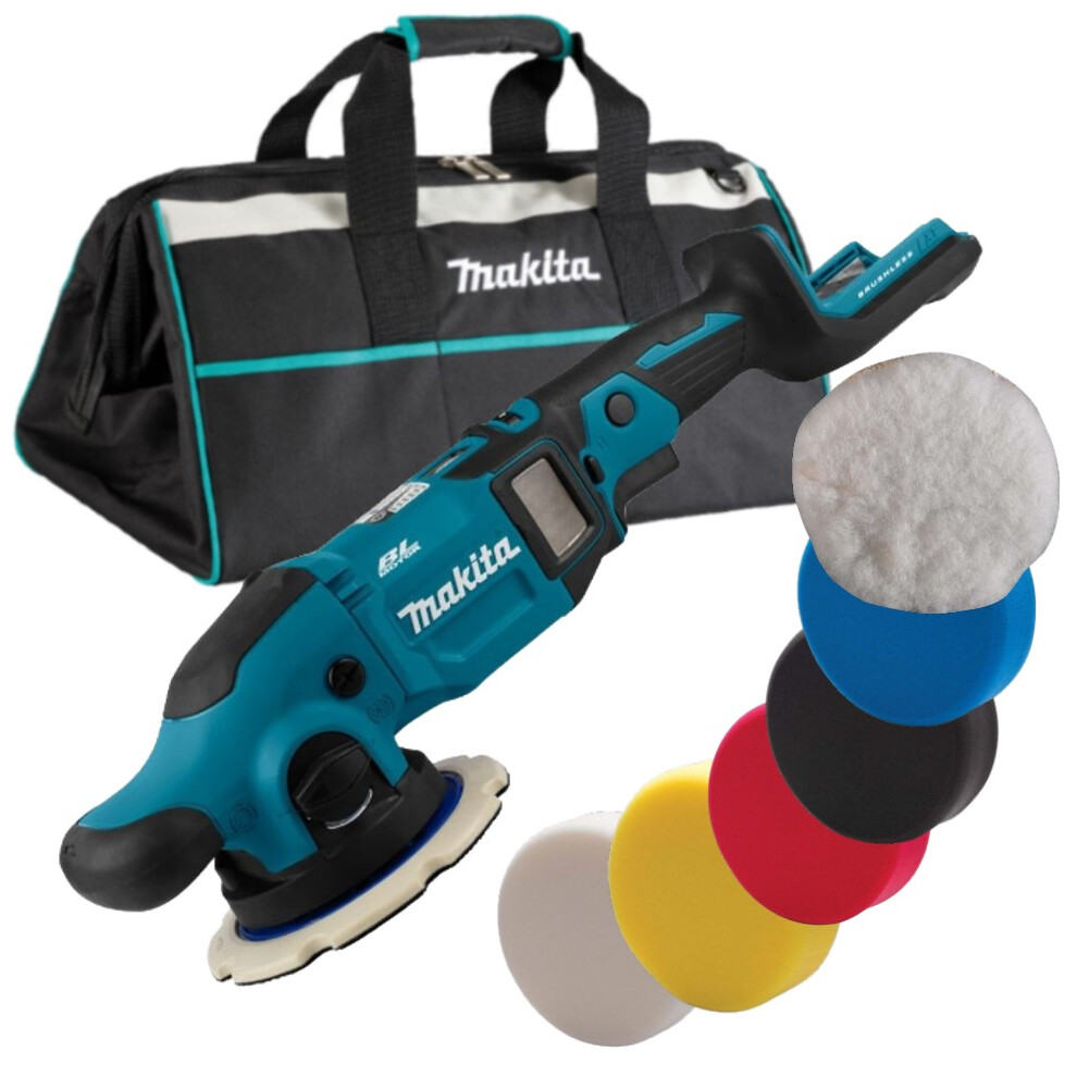 Makita DPO600Z 18v LXT Cordless Brushless Orbital Polisher 150mm + 6 Pads + Bag