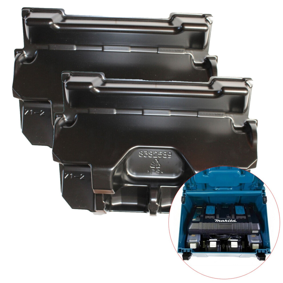 2 x Makita MAKPAC 839205-3 Inner Inlay Type 2 3 Case DC18RD DC18RC BL1830 40 50