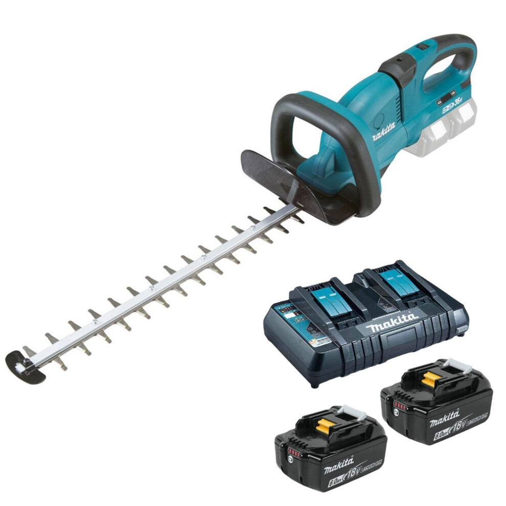 Makita DUH551 Twin LXT Li Ion 18v / 36v  Hedge Trimmer 2 x 6.0ah Dual Charger