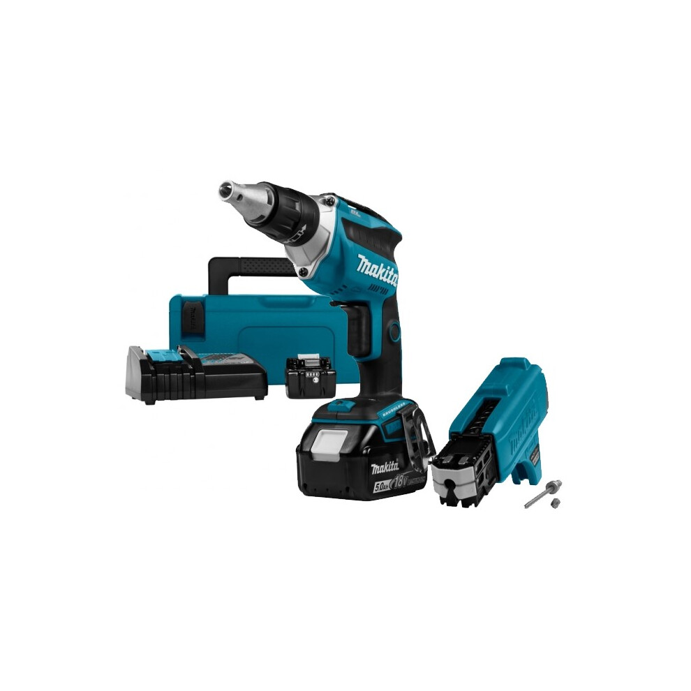 Makita DFS452TJX2 18v Brushless Collated Autofeed Drywall Screwdriver -2x5.0ah