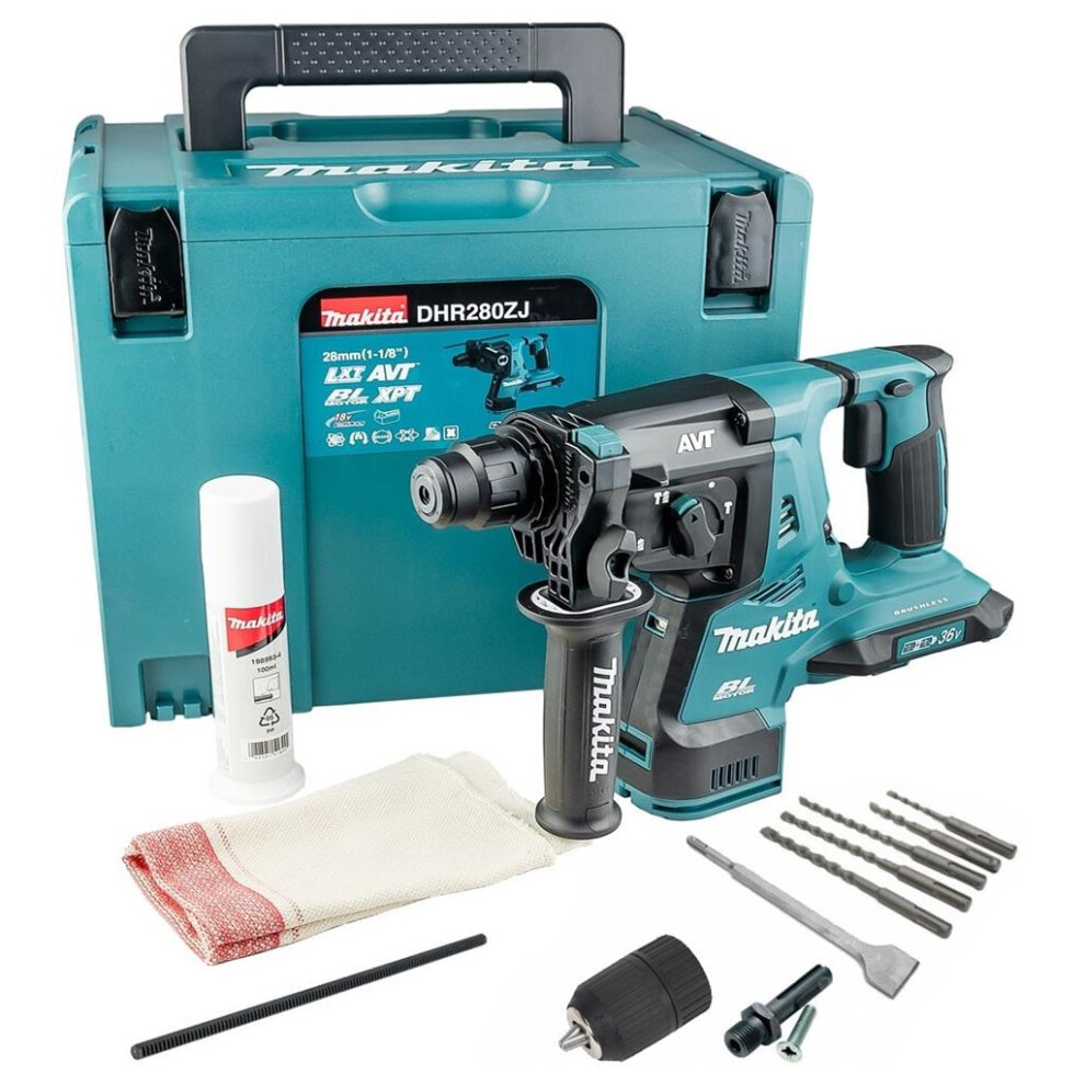Makita DHR280ZJ 36v 2x 18v LXT Twin SDS Brushless Hammer Drill AVT + Makpac Case