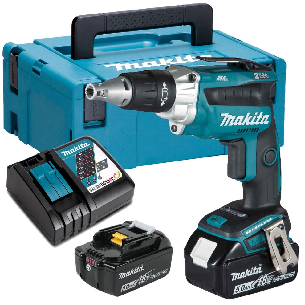Makita DFS250RTJ 18v Brushless Drywall Screwdriver - 2 x 5.0ah Batteries Makpac