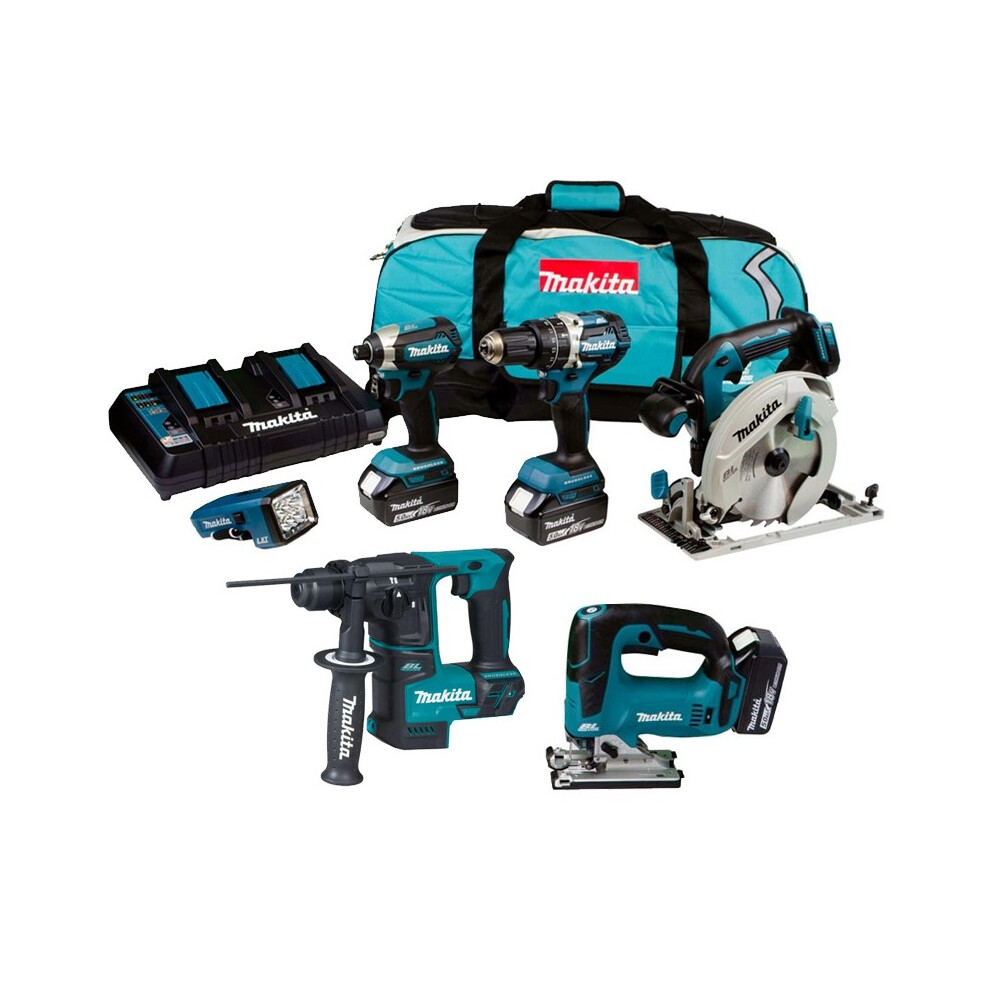 Makita DLX 18v Brushless 6 Piece LXT Multi Tool Kit Cordless Lithium LXT 3x5.0ah