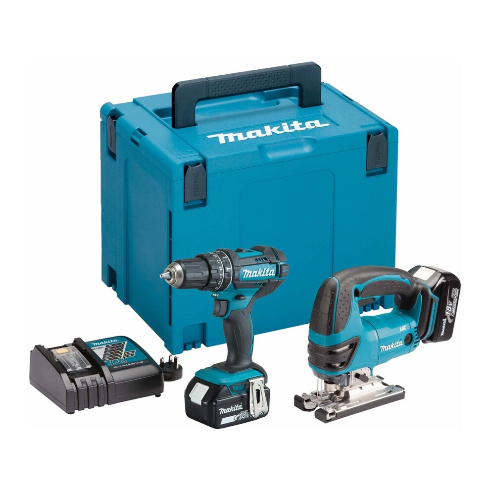 Makita DLX2134MJ 18v LXT Kit - DJV180Z Jigsaw and DHP482Z Combi Hammer Drill