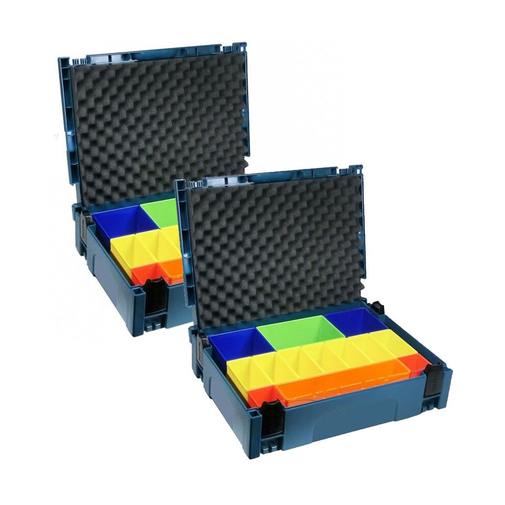 2 x Makita MAKPAC 1 Organiser Coloured Container Stackable Tool Case Toolbox