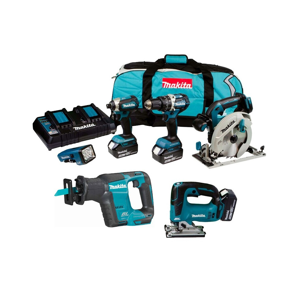 Makita DLX 18v Brushless 6 Piece LXT Multi Tool Kit Cordless Lithium LXT 3x5.0ah