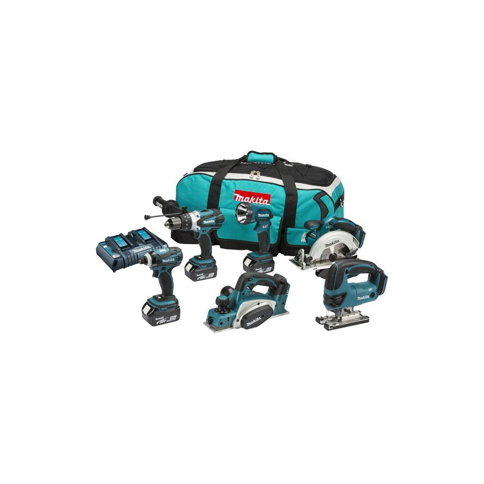 Makita DLX6012PM 18V 6 Piece Cordless Power Tool Kit with 3 x 4.0Ah Batteries