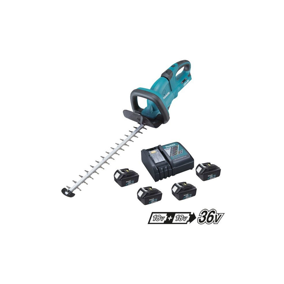 Makita DUH551 Twin LXT 18v / 36v Lithium Ion Hedge Trimmer + 4 x 3.0ah + Charger