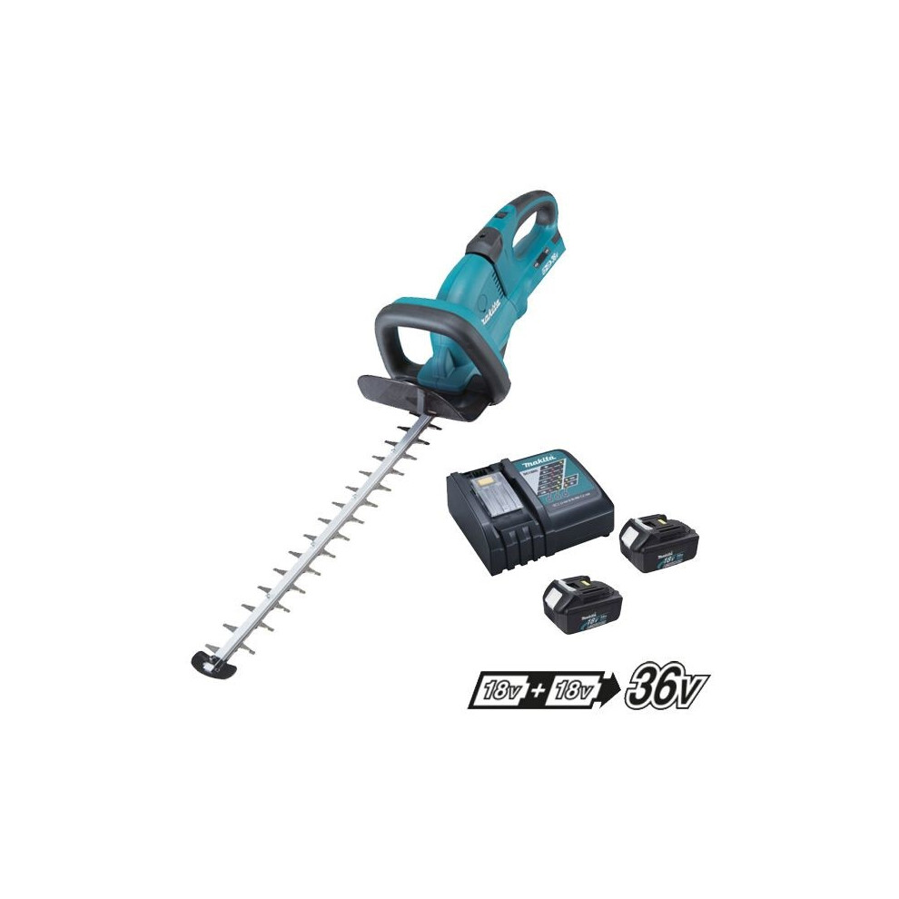 Makita DUH551 Twin LXT 18v / 36v Lithium Ion Hedge Trimmer + 2 x 3.0ah + Charger