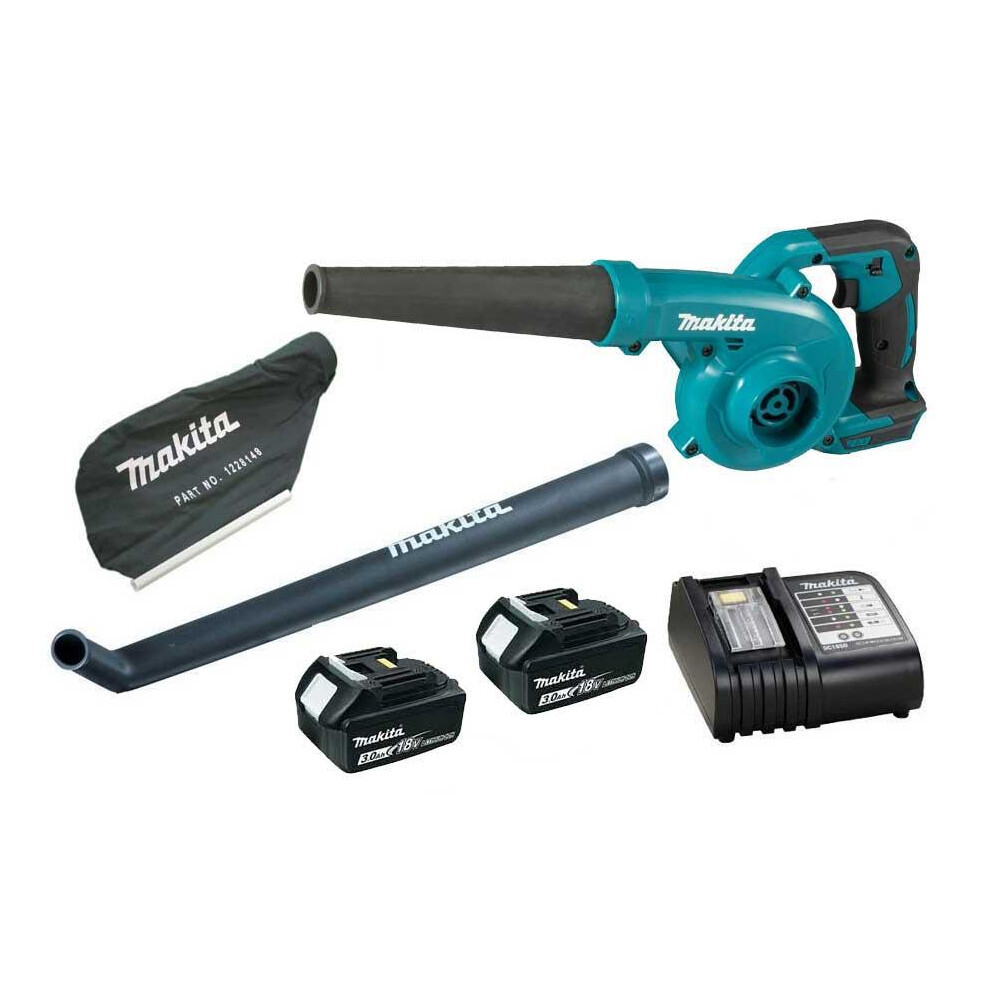 Makita DUB185 LXT 18v Li-Ion Leaf Blower Vacuum + 2 x 3.0ah Batteries + Bag
