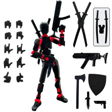 (Black) Titan 13 Action Figures T13 Figure 3D Printed Multi-Jointed Movable Lucky