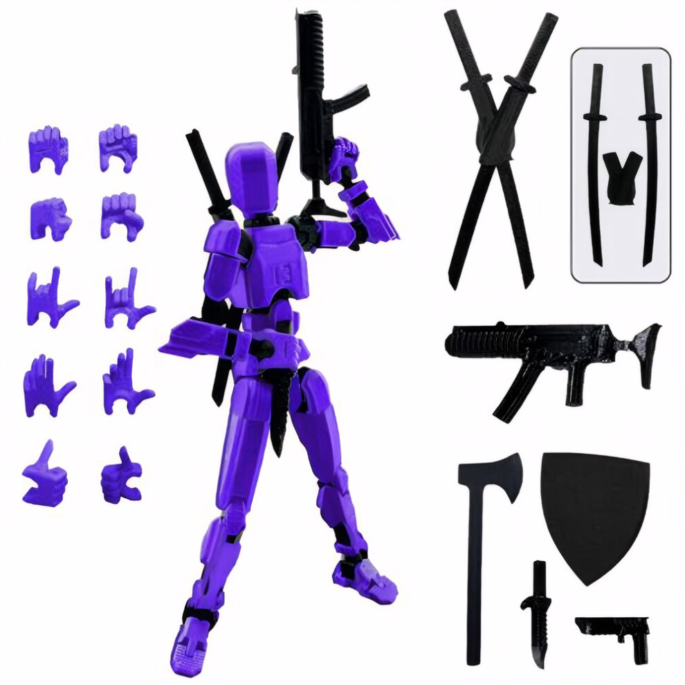 Flemye (Purple) Titan 13 Action Figures T13 Figure 3D Printed Multi-Jointed Movable Lucky