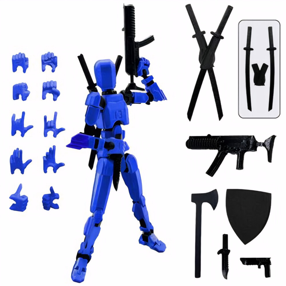 Flemye (Bright Blue) Titan 13 Action Figures T13 Figure 3D Printed Multi-Jointed Movable Lucky