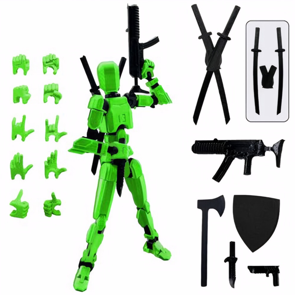 Flemye (Green) Titan 13 Action Figures T13 Figure 3D Printed Multi-Jointed Movable Lucky