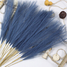 (dark blue) 55CM Artificial Pampas Grass Flower Bouquet for Home Wedding Decoration