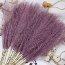 (Purple) 55CM Artificial Pampas Grass Flower Bouquet for Home Wedding Decoration