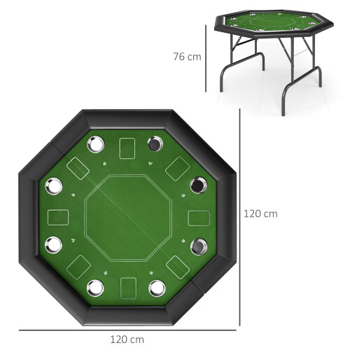 SPORTNOW 8 Player Foldable Poker Table with Cup Holders, Green 2