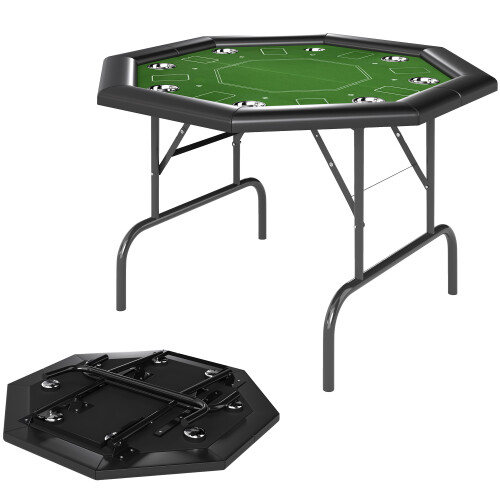 SPORTNOW 8 Player Foldable Poker Table with Cup Holders, Green 1